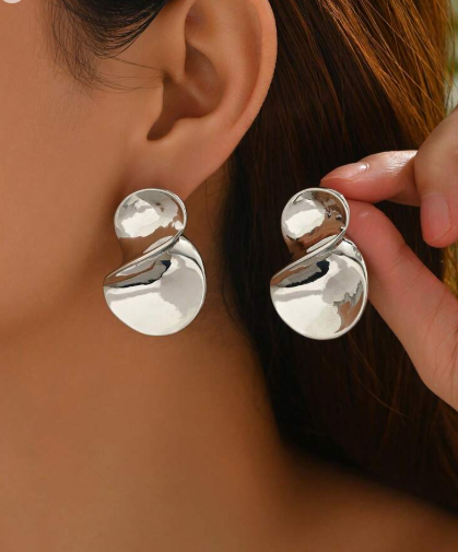 Shein Rhinestone Embellished Metal Zinc Alloy Earrings +