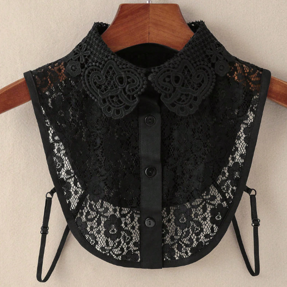 Shein Lace Standing Ruffle Decorative Shirt Collar >