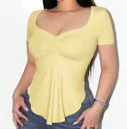 Shein Square Neck Asymmetrical Hem Design Women Long Sleeve T-Shirt, S -.