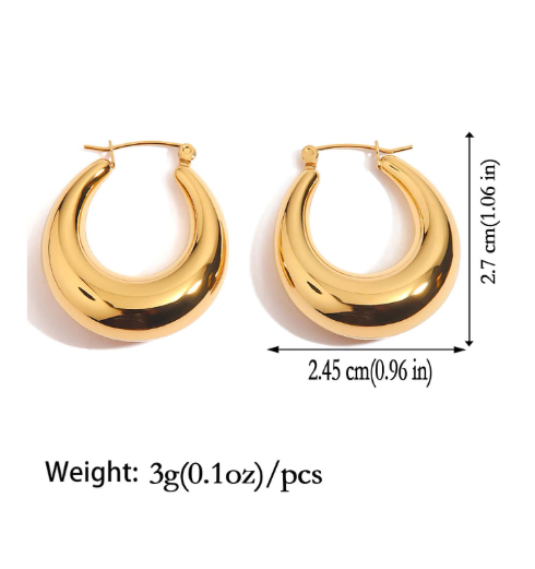 Shein Women's Thick Gold Hoop Earrings, 18K Gold-Plated,Earrings +