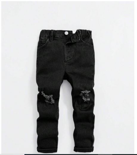Shein Young Girls' Casual Distressed Washing Ripped Jeans, 11-12T +