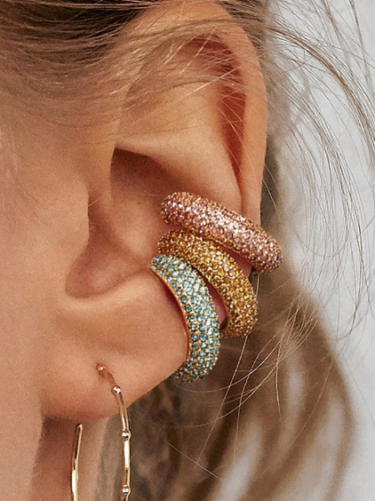 Shein 1pc Fashionable Colorful Rhinestone Decor Ear Cuff Made Of Alloy >
