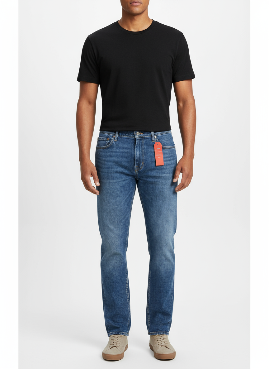 Levi's 514 Blue Denim Jeans Straight Stretch Med Wash, Size: 42 +