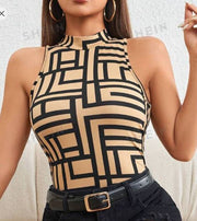 Shein Geo Print Mock Neck Women Tank Top >