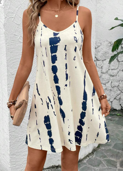 Shein Summer Casual Tie Dye Spaghetti Strap Dress, XL +