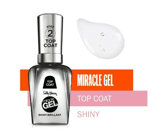 Sally Hansen Miracle Gel Nail Polish Lacquer, Shiny Top Coat /