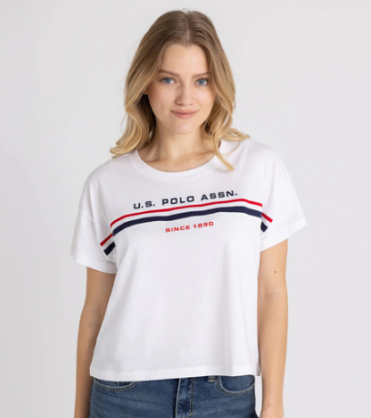 U.S. Polo Women's cotton T-shirt White with print, M +