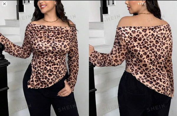 Shein Plus Size One-Shoulder And Slant-Shoulder Wear Cruise Top, 3XL +