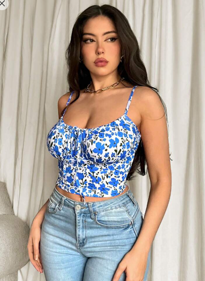 Shein Women Ditsy Floral Cropped Tank Top, M +