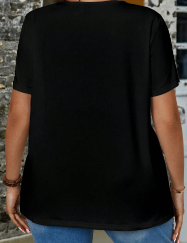 Shein Women Plus Size V-Neck Short Sleeve T-Shirt -.