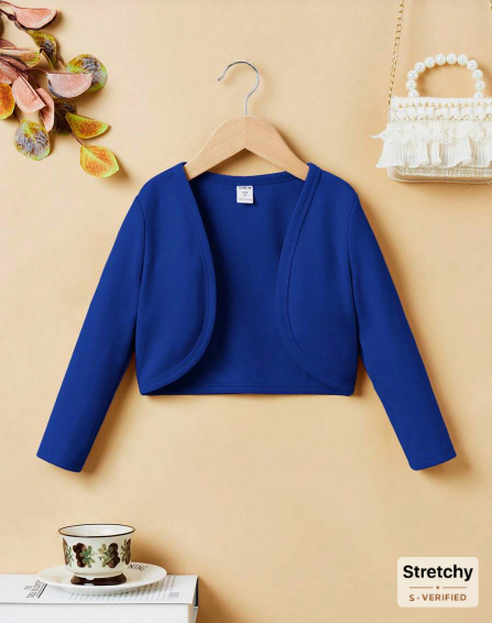 Shein Young Girl Solid Color Knitted Cardigan Jacket, 8T +