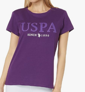 U.S. Polo Stitch Crew Neck Graphic Tee Shirt Kingstone Purple, L +