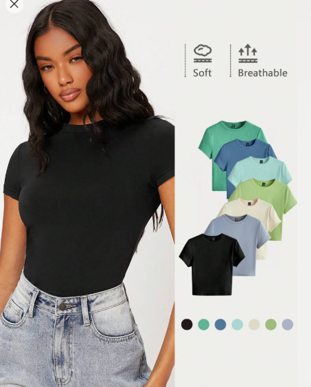 Shein BASICS 1pc Solid Form Fitted Tee, M +