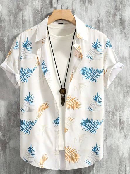 Shein Men Tropical Print Shirt Without Tee, XXL */