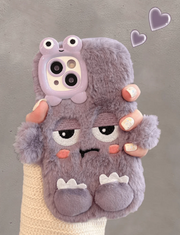 New Cute Purple Funny Plush Monster Phone Case>