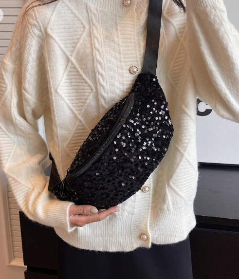 Shein 1pc Fashionable Waist Bag With Sequin Decoration +