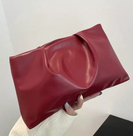 Shein Fashion Solid Color Clutch Bag, Pleated Cloud-Shaped Pouch +