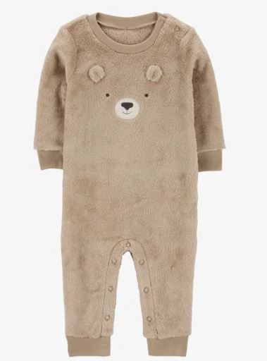 Carter's Baby Bear Fuzzy Jumpsuit, 12M /