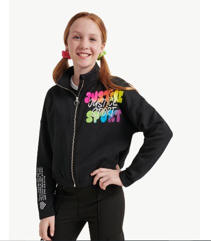 Justice Girls J-Sport Active Full Zip Mock Neck Sweater */