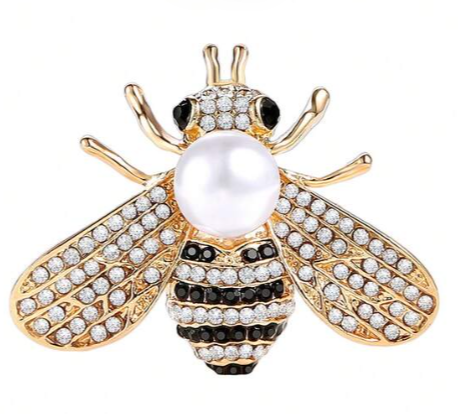 Shein Luxury Enamel Rhinestone Bee Brooches>