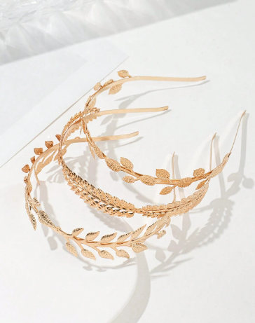 Shein Boho 3pcs Maple Leaf & Butterfly Shaped Alloy Hair Hoop Tiaras +