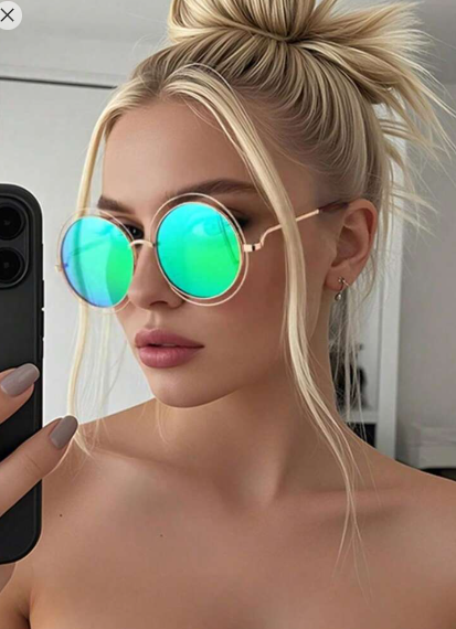 Shein 1pc Fashionable Oversized Round Frame Glasses +