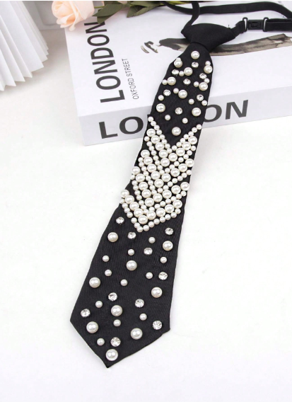 Shein Women's Pearl Rhinestone Bow Tie