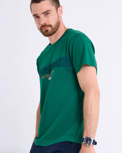 U.S. Polo Embossed USPA Stripe Jersey T-shirt -.