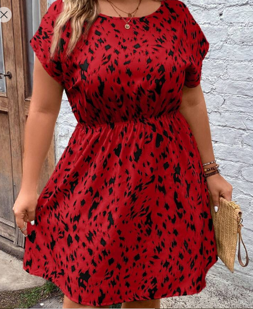Shein Plus Allover Print Batwing Sleeve Dress, 3XL +
