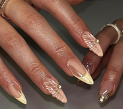 Shein Pack of 24 French Tip Press On Nails  Medium Almond 3D Shell False Nails>