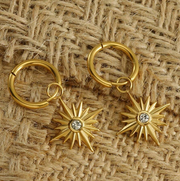 Shein Stainless Steel Fashion Rhinestone Octagon Star Drop Earrings>