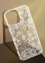 Elegant Romantic Lace Pattern Anti-Slip Transparent Air Cushion Soft Phone Case  For Iphone>