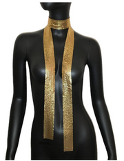 Shein 1pc Gold Metallic Mesh Sequin Shiny Nightclub Party Scarf Necktie >