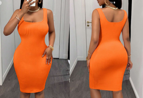 Shein Women Solid Color Sleeveless Bodycon Dress, M +