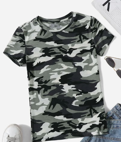 Shein Camo Print Tee, XS +