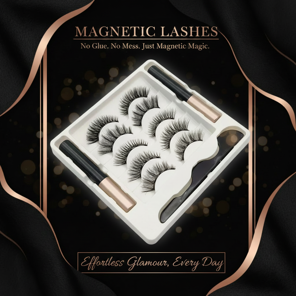 Shein 5 Pairs Magnetic Eyelashes Set Full Strip Natural Cilia False Eyeliner Dramatic Volume Thick Synthetic Eye Lashes, A006 +