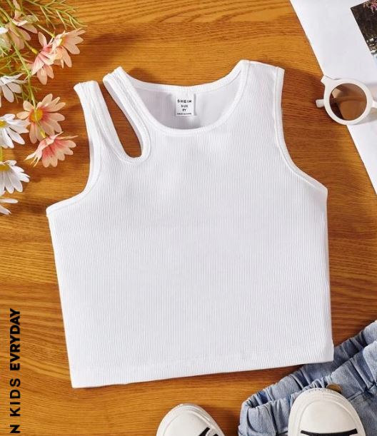 Shein Kids EVRYDAY Girls Cut Out Tank Top, 8T +
