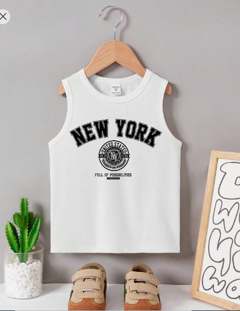 Shein Young Boy's Letter Printed Round Neck Vest, 7T +