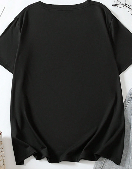 Shein Casual Large-Sized Women's Short-Sleeved T-Shirt With A Galloping Horse Pattern, XXL>