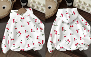Shein Women's Casual Cute Versatile Full-Print Cherry Graphic Hoodie, XL
