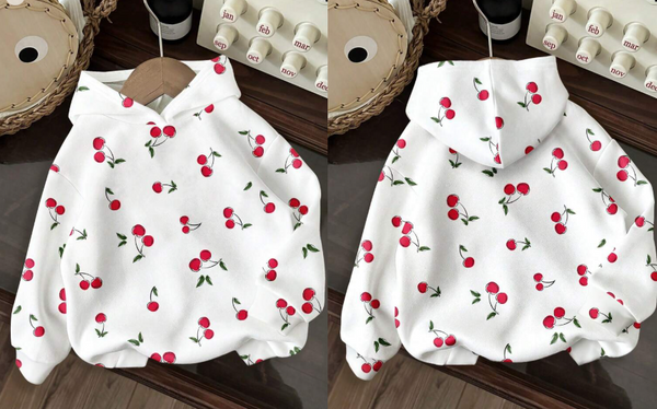 Shein Women's Casual Cute Versatile Full-Print Cherry Graphic Hoodie, XL +