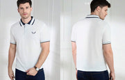 Shein Men's Striped Knit Casual Short Sleeve Polo Shirt With Deer Print -.