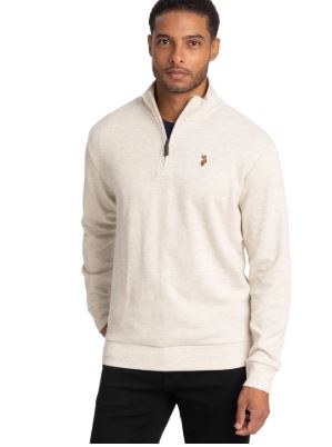 U.S. Polo Men's Quarter Zip Flatback, XL +