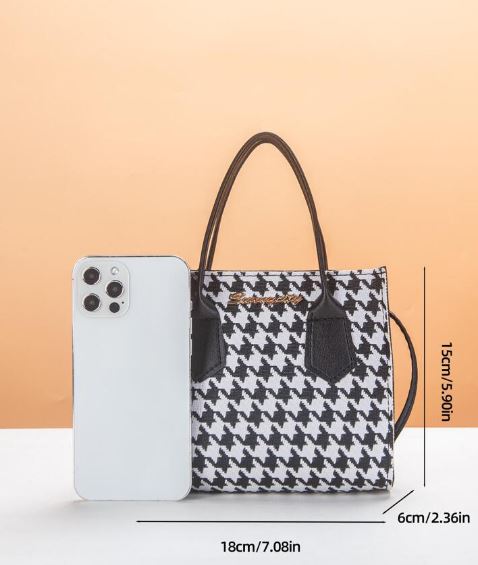 Shein Mini Fashionable Elegant Houndstooth Bag  -.