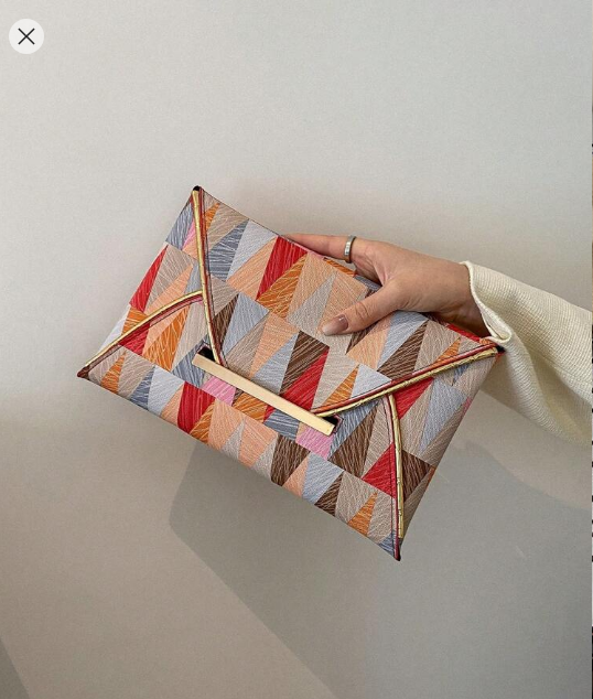 Shein Fashionable Envelope Bag With Triangle Graphic Patchwork +