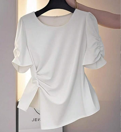 Shein Asymmetrical Design Elegant Round Neck Women Blouse, S +