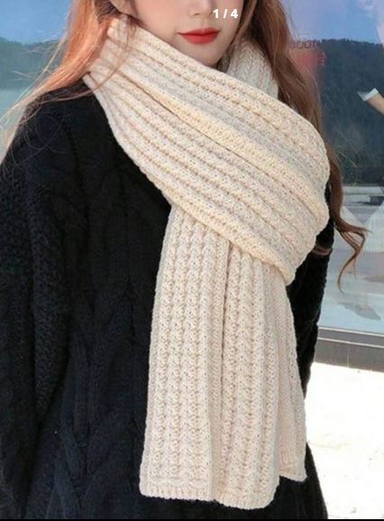 Shein 1pc Solid Color Knitted Warm Thick Decorative Scarf +