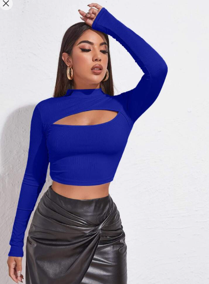 Shein Women's Long Sleeve T-Shirt with Bust Cutout, L +