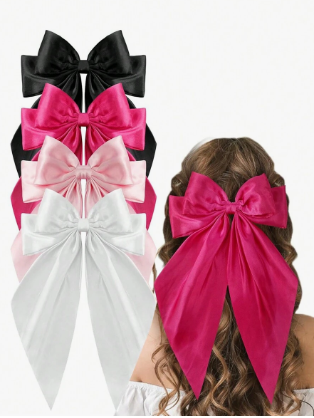 Shein 4pcs Large Pink Hair Bow +