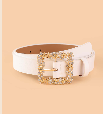 Shein Rhinestone Decor Buckle Belt With Hole Punch +